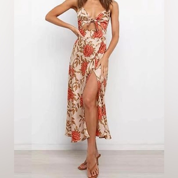 Petal & Pup Satin-Feel Floral Midi Slip Dress - Picture 2 of 7